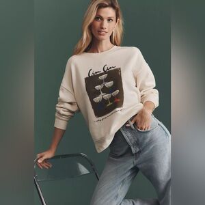 NWT Anthropologie Maeve x Natalia Bagniewska Cocktail Sweatshirt Tan Size S